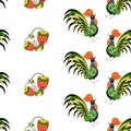 Cock symbols seamless pattern on white background